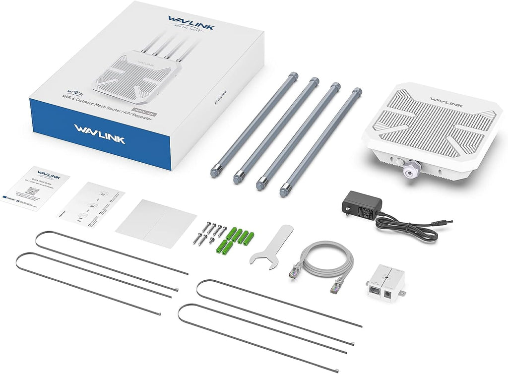 WAVLINK AX1800 Outdoor WiFi 6 Extender, IP67 Weatherproof Outdoor Access Point, High Power Long Range WiFi Extender Signal Booster, 4x8dBi Antennas, Compatible Starlink for Farm, Yard, RV, Campsite