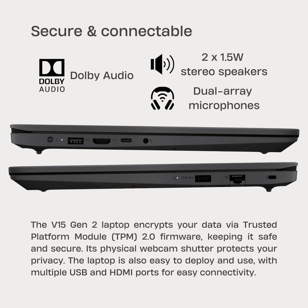 Lenovo  V15 Business Laptop • Intel Celeron N5100 4-core Processor • 16GB RAM • 1TB SSD • 15.6 FHD 1920x1080 Display • Low-Blue Light • Ethernet RJ-45 • Long Battery Life • Win 11 Pro