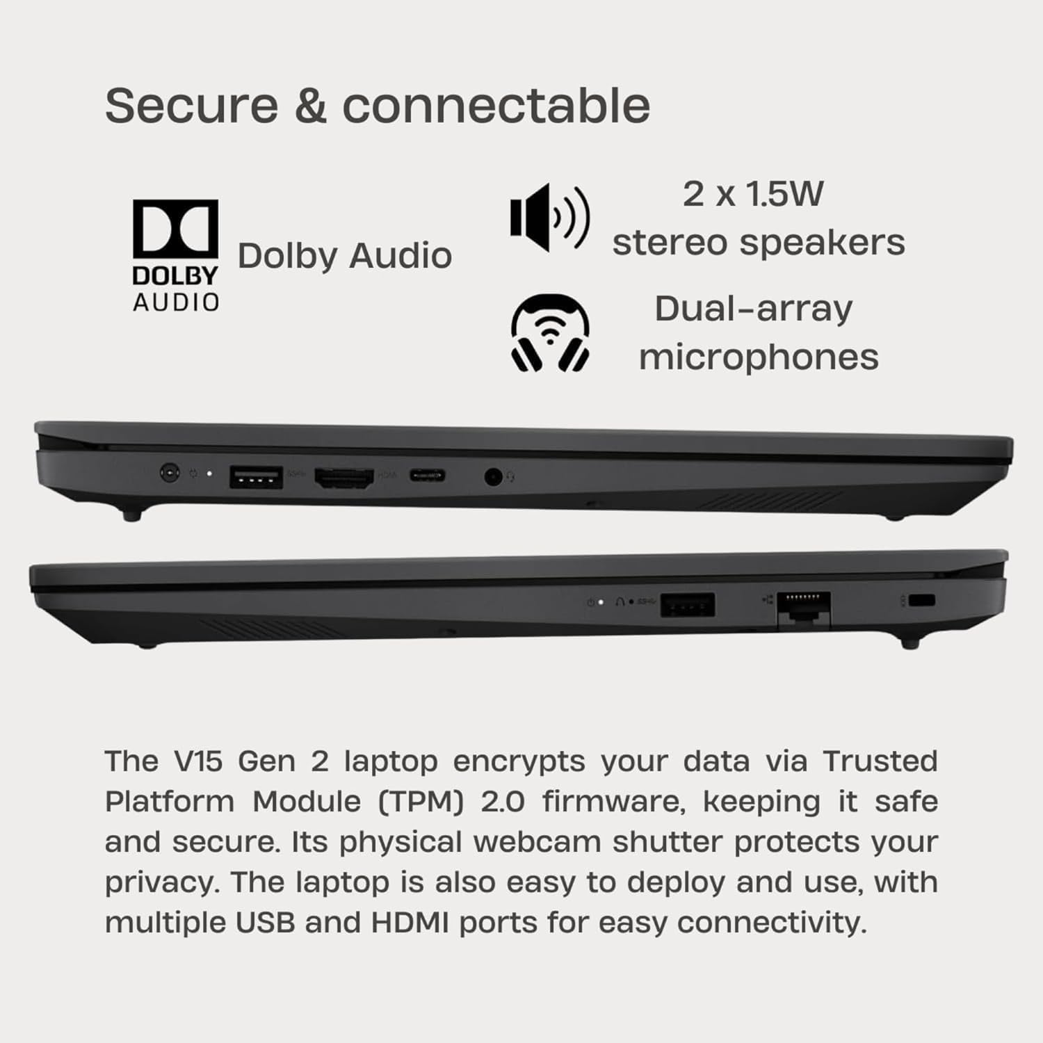 Lenovo  V15 Business Laptop • Intel Celeron N5100 4-core Processor • 16GB RAM • 1TB SSD • 15.6 FHD 1920x1080 Display • Low-Blue Light • Ethernet RJ-45 • Long Battery Life • Win 11 Pro