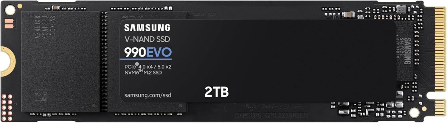 Samsung 990 EVO SSD 1TB, PCIe Gen 4x4, Gen 5x2 M.2 2280 NVMe Internal Solid State Drive, Speeds Up to 5,000MB/s, Upgrade Storage for PC Computer, Laptop, MZ-V9E1T0B/AM, Black