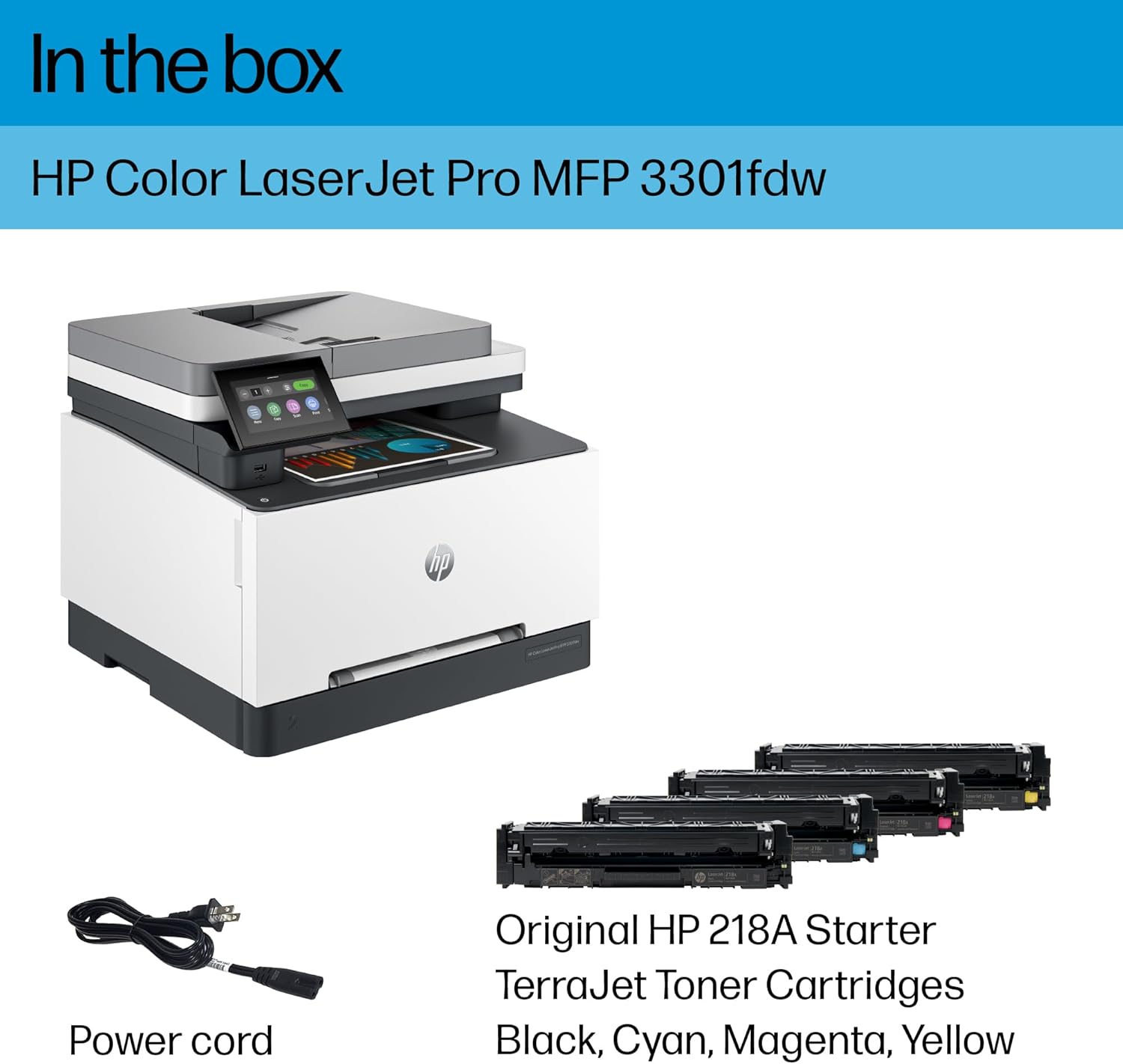 HP Color Laserjet Pro MFP 3301fdw Wireless All-in-One Color Laser Printer, Office Printer, Scanner, Copier, Fax, ADF, Duplex, Best-for-Office 499Q5F