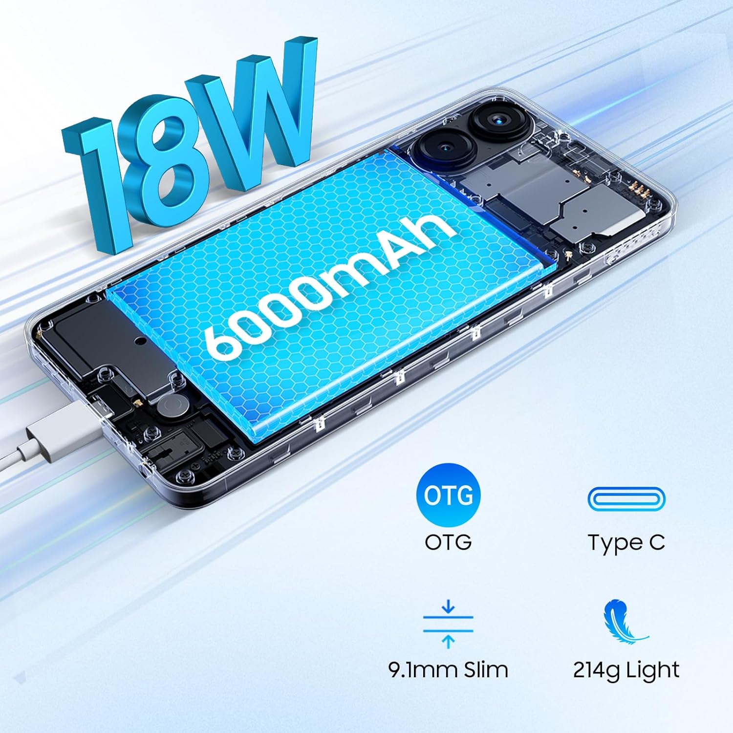 Blackview Color 8 Unlocked Phones, Octa-Core 16GB+128GB/SD 2TB Android Phones, 50MP Camera Mobile Phone, 6000mAh+18W, 6.75" HD+ 90Hz, 3 Card Slots, 4G Dual SIM Phone, Fingerprint ID, T-Mobile Cellphone