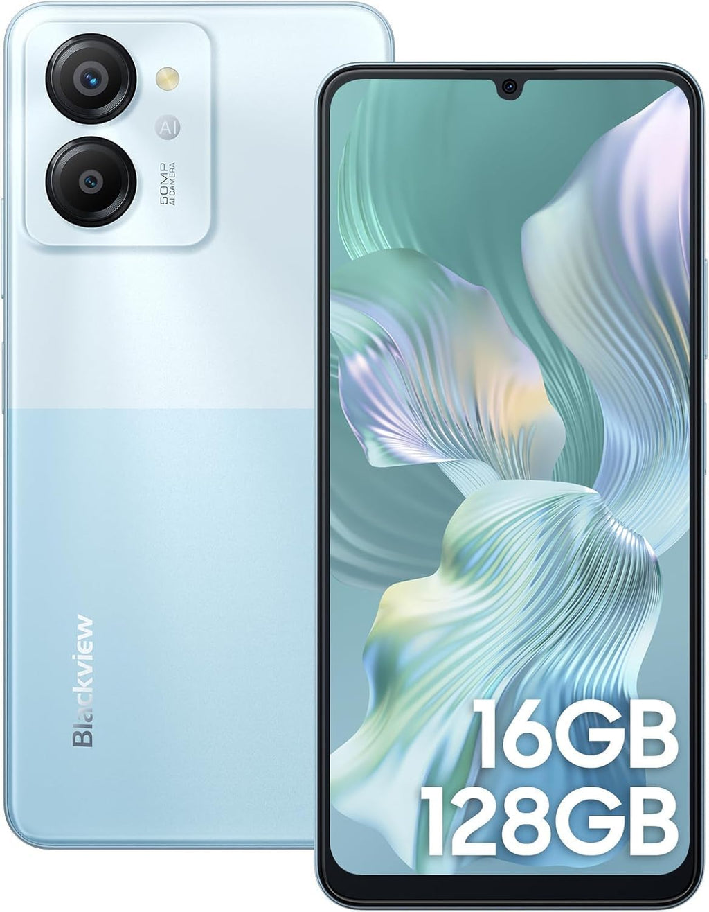 Blackview Color 8 Unlocked Phones, Octa-Core 16GB+128GB/SD 2TB Android Phones, 50MP Camera Mobile Phone, 6000mAh+18W, 6.75" HD+ 90Hz, 3 Card Slots, 4G Dual SIM Phone, Fingerprint ID, T-Mobile Cellphone