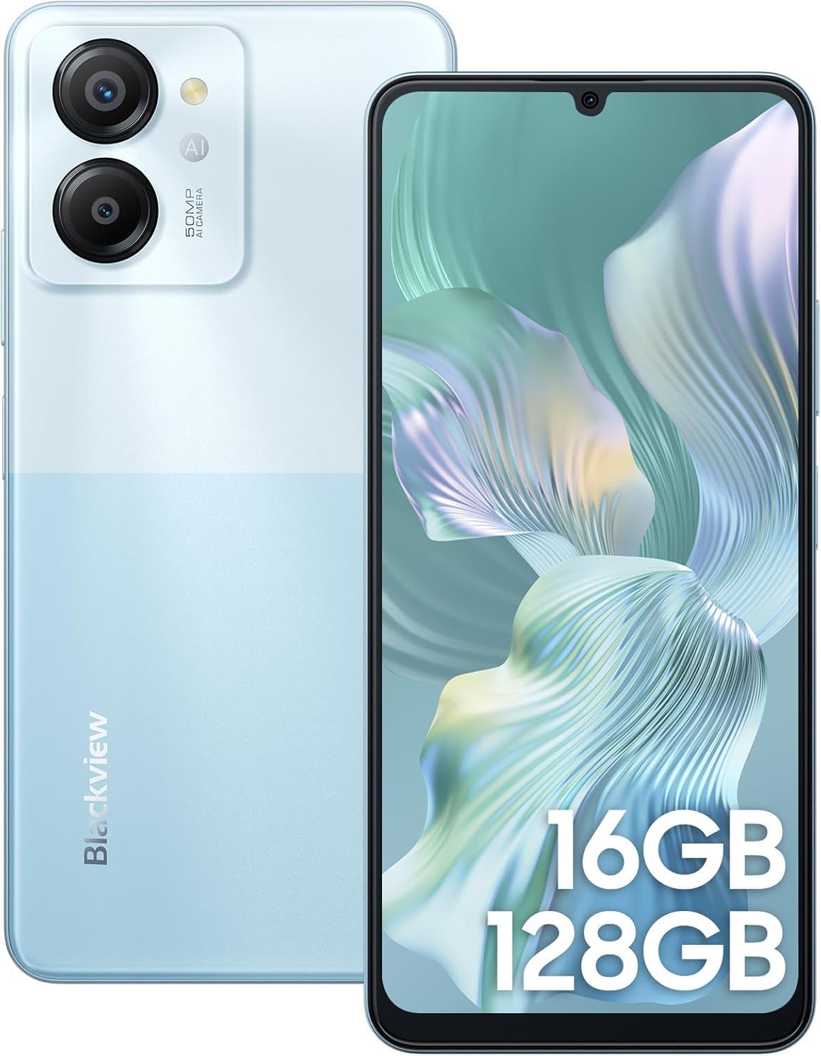 Blackview Color 8 Unlocked Phones, Octa-Core 16GB+128GB/SD 2TB Android Phones, 50MP Camera Mobile Phone, 6000mAh+18W, 6.75" HD+ 90Hz, 3 Card Slots, 4G Dual SIM Phone, Fingerprint ID, T-Mobile Cellphone