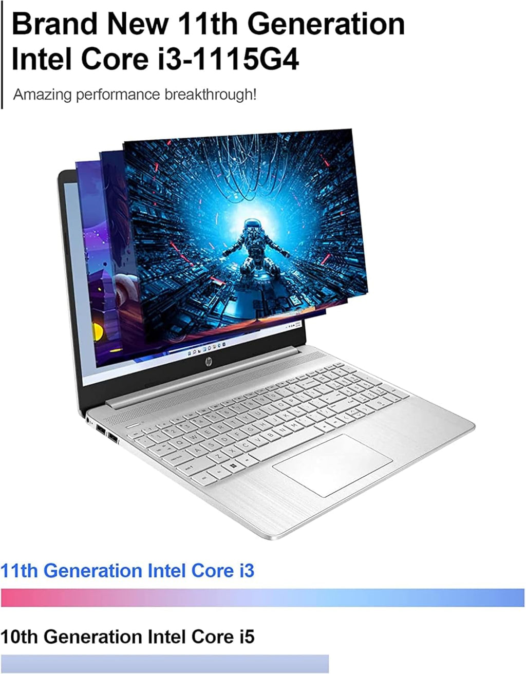 HP Student Laptop, Intel Processor N150up to 3.6 GHz,8G RAM, 128GB Storange, 14 Inch LED Screen,1 Year Office 365, Windows 11 Home,Silver,w/BTP Accessories