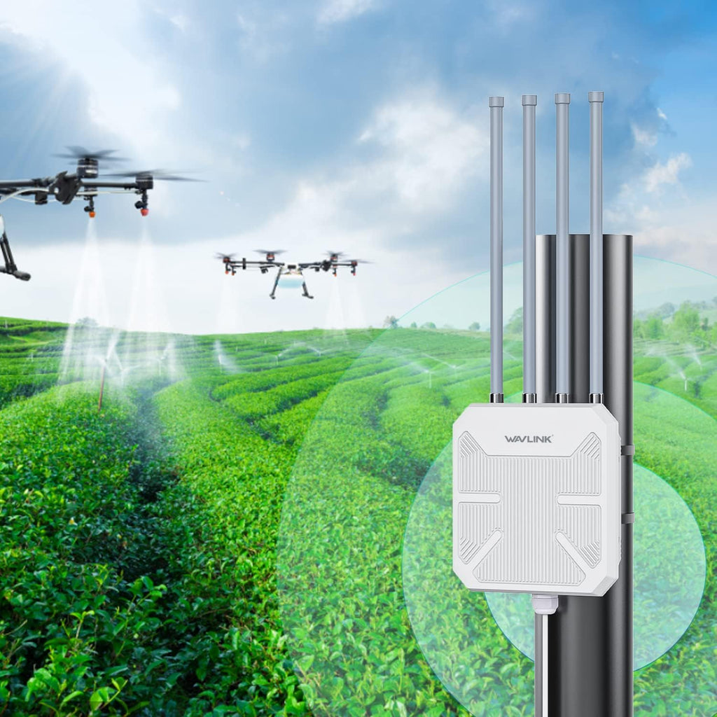 WAVLINK AX1800 Outdoor WiFi 6 Extender, IP67 Weatherproof Outdoor Access Point, High Power Long Range WiFi Extender Signal Booster, 4x8dBi Antennas, Compatible Starlink for Farm, Yard, RV, Campsite