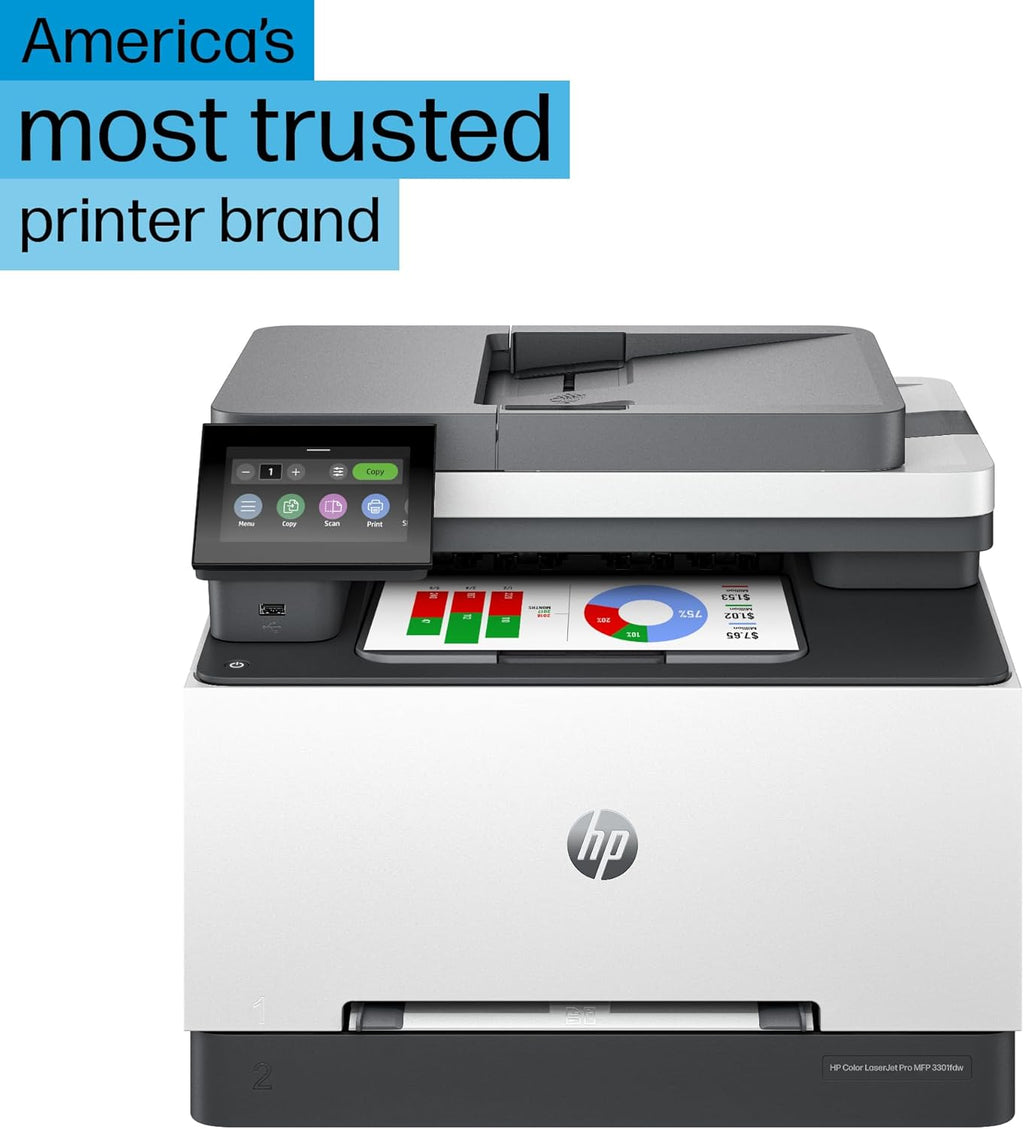 HP Color Laserjet Pro MFP 3301fdw Wireless All-in-One Color Laser Printer, Office Printer, Scanner, Copier, Fax, ADF, Duplex, Best-for-Office 499Q5F
