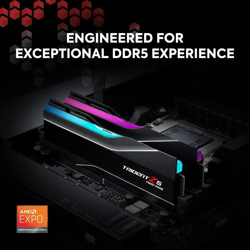 CL30-40-40-96 1.40V Desktop Computer Memory Trident Z5 Neo RGB Series AMD Expo DDR5 RAM 64GB 2x32GB